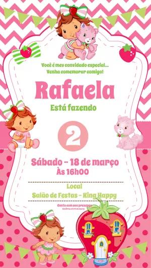 Convite Aniversário Moranguinho Baby para Editar Online