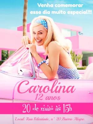 Convite de Aniversário Barbie Filme para Editar Online