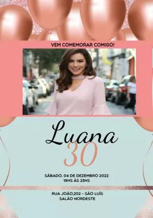 Convite de Aniversário com Balões e Foto para Editar Online