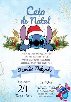 Convite Ceia de Natal do Stitch para Editar Online
