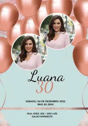 Convite de Aniversário com Balões e Foto para Editar Online