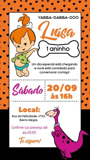 Convite Aniversário Pedrita Flintstones para Editar Online