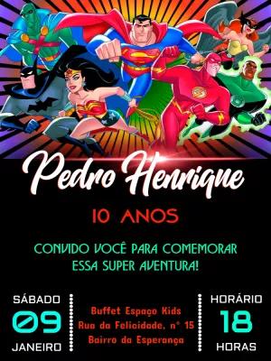 Convite de Aniversário Liga da Justiça para Editar Online