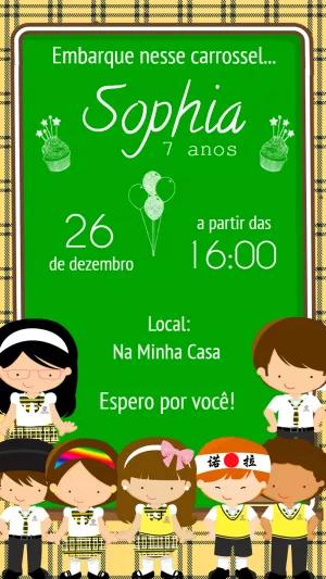 Convite de Aniversário Carrossel Novela para Editar Online