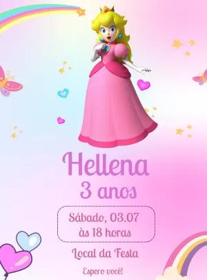 Convite de Aniversário Princesa Peach para Editar Online
