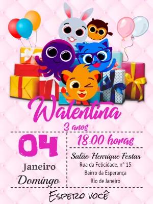 Convite de Aniversário Bolofofos com Personagens para Editar