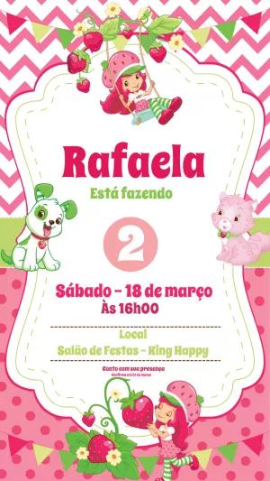 Convite Aniversário Moranguinho Clássica para Editar Online