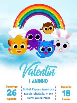 Convite de Aniversário Bolofofos Fofinho para Editar Online