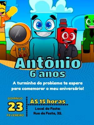 Convite Aniversário Turma do Problems para Editar Online