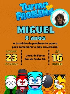 Convite Aniversário Turma do Problems com Foto para Editar Online