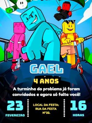 Convite de Aniversário Turma do Problems para Editar Online