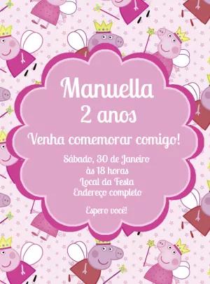 Convite de Aniversário Peppa Pig Fada para Editar Online