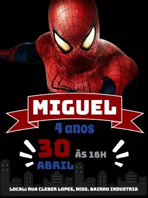Convite de Aniversário Homem Aranha para Editar Online