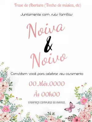 Convite de Casamento Floral Delicado para Editar Online