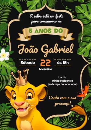 Convite Aniversário Rei Leão com Simba para Editar Online