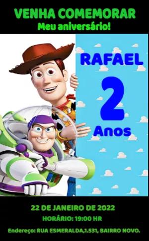 Convite de Aniversário Toy Story com Woody e Buzz para Editar