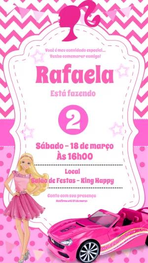 Convite de Aniversário Barbie para Editar Online