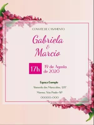Convite de Casamento Floral Rosa para Editar e Imprimir