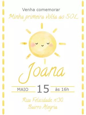 Convite Aniversário Primeira Volta ao Sol para Editar Online