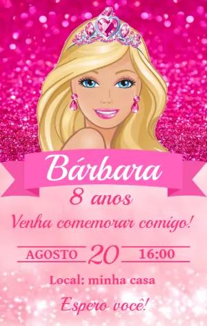 Convite de Aniversário Barbie para Editar Online