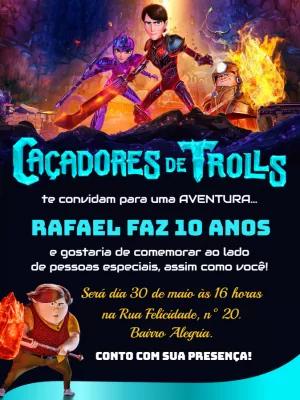 Convite Aniversário Caçadores de Trolls para Editar Online