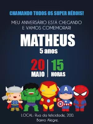 Convite Aniversário Vingadores Toy para Editar Online