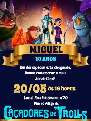 Convite Aniversário Caçadores de Trolls para Editar Online