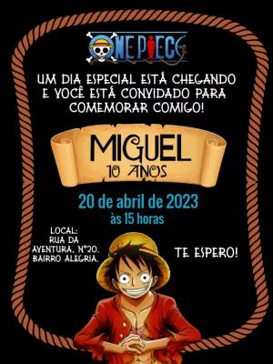 Convite de Aniversário One Piece com Luffy para Editar Online