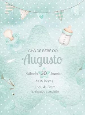 Convite Chá de Bebê Estrela Aquarela para Editar Online