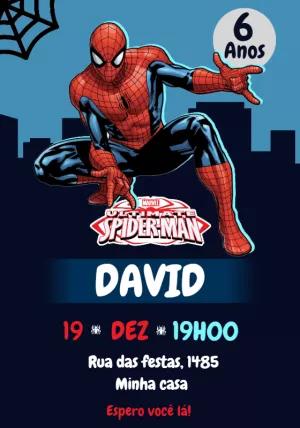 Convite de Aniversário Homem Aranha para Editar Online