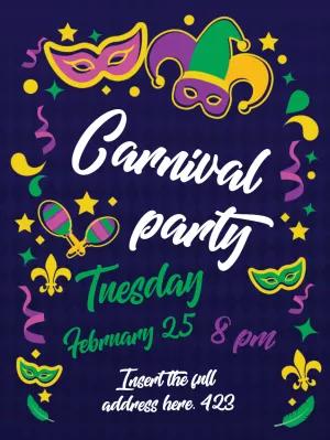 Carnival Party Invitation with Masks to Edit Online