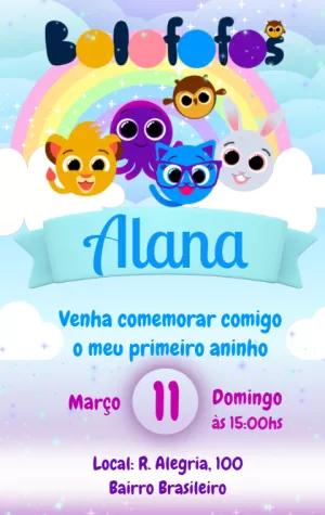 Convite Aniversário Bolofofos Editável Online para Imprimir