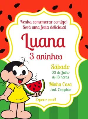 Convite de Aniversário Magali Turma da Mônica para Editar