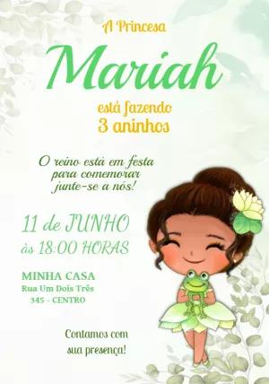 Convite Aniversário Princesa e o Sapo para Editar Online
