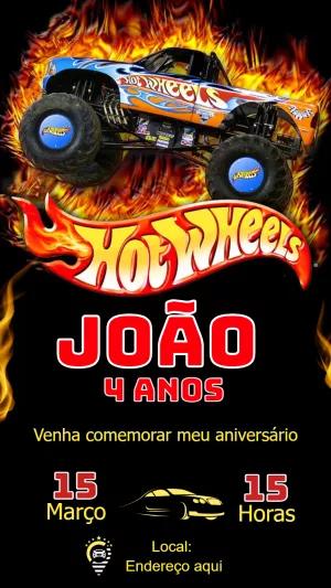 Convite Aniversário Hotwheels Carro Monstro Editável Online