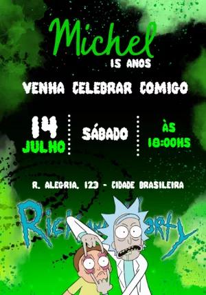 Convite Aniversário Rick and Morty para Editar Online
