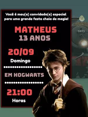 Convite de Aniversário Harry Potter Mágico para Editar Online