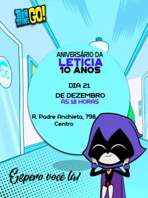 Convite de Aniversário Ravena Jovens Titãs para Editar Online