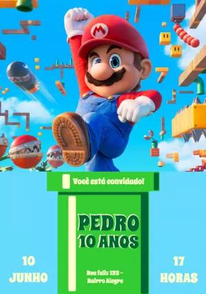 Convite Aniversário Super Mario Bros para Editar Online