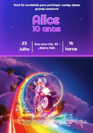 Convite de Aniversário Corrida de Kart para Editar Online