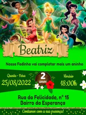 Convite de Aniversário Tinker Bell Sininho para Editar Online