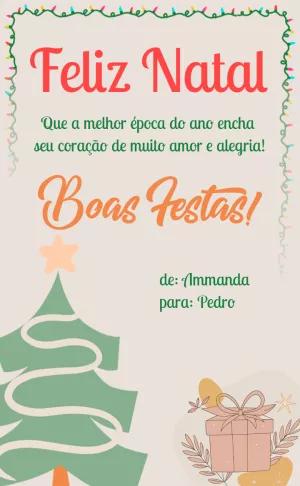 Cartão de Natal Editável Online com Árvore e Presente