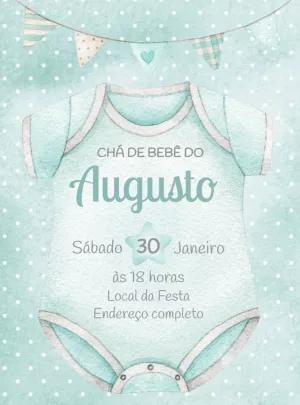 Convite Chá de Bebê Roupinha Aquarela para Editar Online