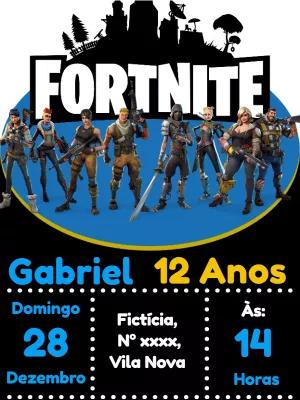 Convite de Aniversário Fortnite com Personagens para Editar