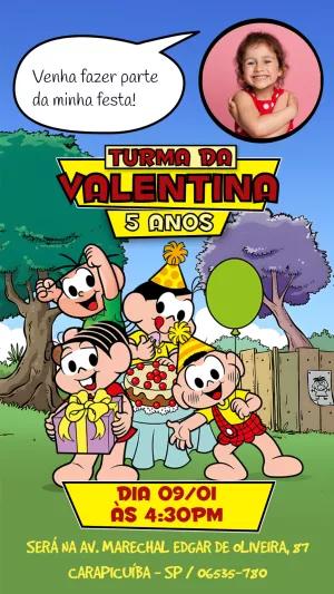 Convite Aniversário Turma da Mônica com Foto para Editar Online