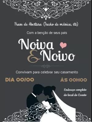 Convite de Casamento Elegante com Noivos para Editar Online