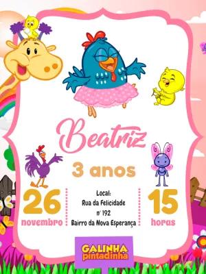 Convite Aniversário Galinha Pintadinha para Editar Online