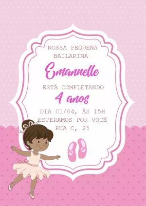 Convite Aniversário Bailarina Delicado para Editar Online