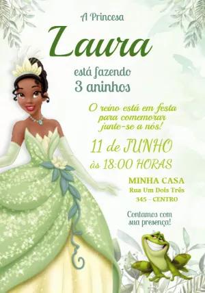Convite Aniversário Princesa Tiana e o Sapo para Editar