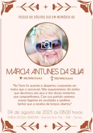 Convite Missa de Sétimo Dia com Foto para Editar Online